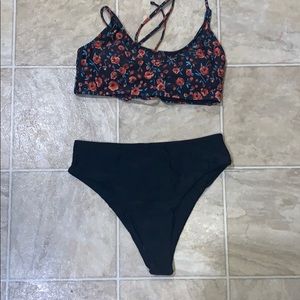 High waisted flower print bikini